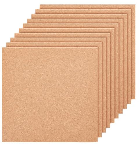 BENECREAT 10 Packung 300x300 mm Korkplatte, 1 mm Dicke Korkplattenfliesen Quadratische Korkfliesen Untersetzer Korkplatten Fliesen Für Pinnwände, Wandschmuck, DIY Handwerk