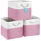 OrganiHaus 30x30 Cube Storage Bins Set of 3, Fabric Cube Baskets for Storage Shelves, Foldable Storage Cubes for Kallax Organizer Cube Bins w Rope Handles, Cubby Bins for Nursery Decor -Pink/White