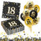 18. Geburtstag Deko Servietten 60 Stück+18 Stück Schwarz Gold Luftballons+ Konfetti Set, 18 Geburtstag Mädchen Junge Jubiläum Servietten, 3-Lagig Servietten 33x33cm,Geburtstagsservietten