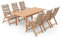 OC Orange-Casual Akazienholz Essgruppe, Ausziehbarer Esstisch mit 6 Klappber vormontierbare Stühle mit verstellbare Seil Rücklehne, 7-TLG Gartenmöbel Set für Garten, Hinterhof, Terrasse, Beige
