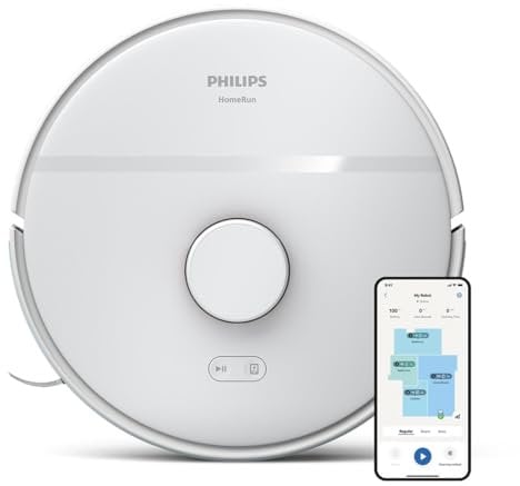 Philips Homerun Serie 2000: Robot Aspirador y friegasuelos 2 en 1 con 2700 Pa de succión & 130 min de autonomía, Navegación láser, Carpet Boost, Controlado por App, Blanco Ártico (XU2000/20)