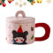Vidillo Natale Tazze e tazzine da caffè 300ml Xmas tazza regalo in ceramica con coperchio durevole tazza di tè tazza di latte tazza di caffè per le donne moglie mamma sua nonna ragazza (Rosa)