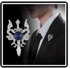 Kristall Doppel-Drache Brosche Strass Drache Schwert Revers Anstecknadel Vintage Kragen Brust Anstecknadel Anzug Rock Mantel Abzeichen Accessoires für Frauen Männer Herren Damen (Silber)