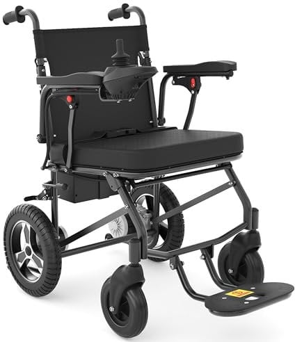 RehabRolls Elektrischer Rollstuhl Faltbar Leicht 30KM, Elektrische Rollstühle, Outdoor Elektrorollstuhl bis 120KG, Leicht zu transportieren(Schwarz)
