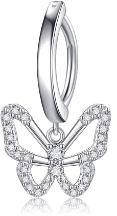 POPLYKE Bauchpiercing 925 Sterling Silber Clicker Bauchknopf Ringe Clicker Dangle Nabel Ringe für Damen Gebogene Barbell Piercing Schmuck