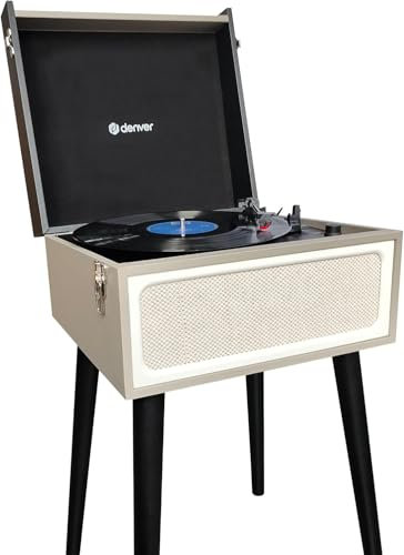 Retro-Vinyl-Schallplattenspieler mit Stereo-Lautsprechern und Bluetooth, 3 Geschwindigkeiten, Aufnahme und Konvertierung in MP3, FM-Radio, AUX-Eingang und Line-Out