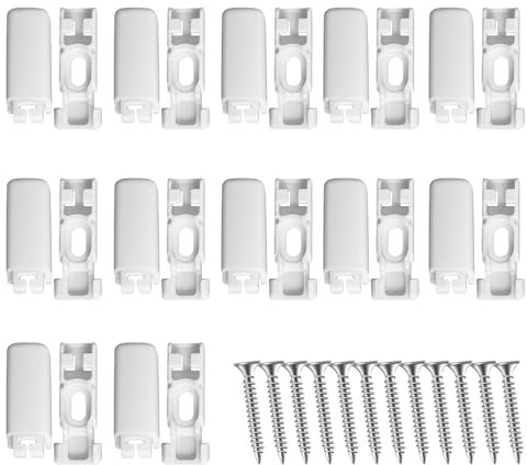 12 Kit 24 Stück Spannschuhe für Verspannte Plissees, für Klebeträger und Stick & Fix Front Klebeplatten, Klemmträger und Zubehör, Universal Plissee Zum Bohren Spannschuhe - Farbe: weiß