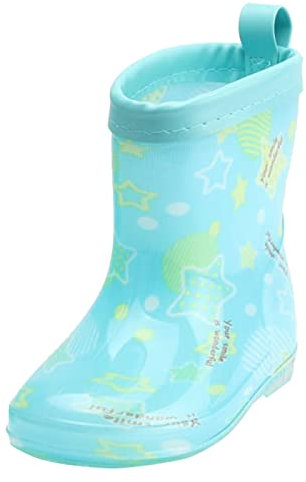 Stivali da Pioggia Bambina Colorati Antipioggia Stivali Gomma Bimba Impermeabile Stivaletti Ragazza Scarpe da Pioggia Stivali Leggeri Stivaletti Da Pioggia Bambini 2-7 Anni (Sky Blue, 26 Toddler)