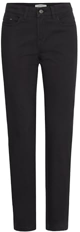 OXMO OXPisla Damen Stoffhose Hose Pants mit Eingrifftaschen Gürtelschlaufen Label-Details Baumwollmischung Regular fit, Größe:38, Farbe:True Black (194008)