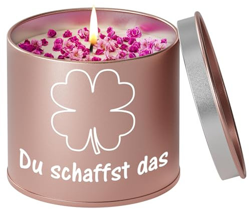 PRSTENLY Glücksbringer Geschenke für Frauen, Lavendel Kerze 9OZ mit Du Schaffst Das! Gute Besserung Geschenk für Freundin Familie Prüfung Abitur Krankenhaus Operation