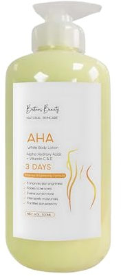 Britains Beauty AHA Yellow Body Lotion mit Alpha-Hydroxysäuren, Vitamin C & E, Intensive Aufhellungsformel für glatte und hydratisierte Haut, 500 ml (Gelb, 500 ml)