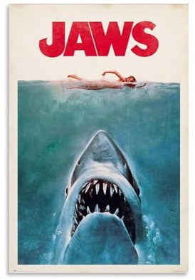 YRAEYWAER Jaws 1975 (1) Poster, ästhetische Dekoration, Wohnzimmer, modern, Familienschlafzimmer, Schlafzimmer, Wohnzimmer, Wandkunst, Dekoration, Poster, 50 x 75 cm, ungerahmter Stil
