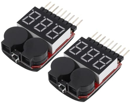 TEHAUX 2pcs Lithium Battery Tester Lcd Display Accurate Capacity Voltage Check for Household and Automotive Applications Alarm