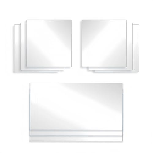9 PCS Espejo Adhesivo de Pared Puerta Armario, 15 x 15 cm y 15 x 23 cm, Espejos Flexibles Decorativos para Baño, Dormitorio y Sala de Estar, Espejo Autoadhesivo Ideal para Armarios y Gimnasios