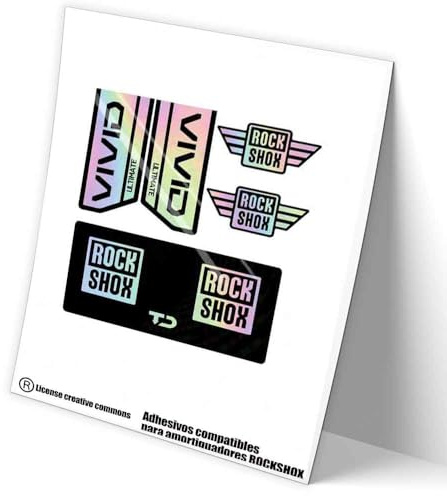 REF:VP618 Aufkleber kompatibel mit Stoßdämpfer ROCKSOX VIVID ULTIMATE 2023-24, MTB, Sticker, Aufkleber, Mountainbike-Vinyl. (HOLOGRAPHIC-RAINBOW)