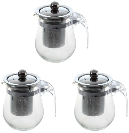 Xnuiasqe 3X 350mL Heat- Clear Glass Teapot Stainless Steel Infuser Flower Tea Pot