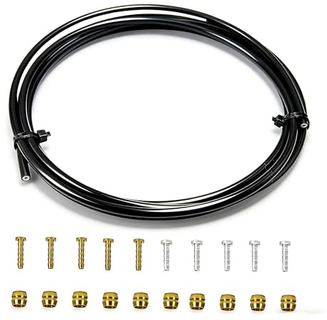 Bike Hydraulic Brake Hose Kit, 2500mm Bike Brake Oil Tube ID.2mm x OD.5mm with BH59 BH90 Brass Ferrules and Barbs Compatible with Shimano BH59 BH90 Avid Sram System