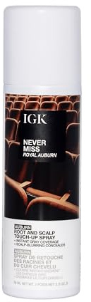 IGK Never Miss Root and Scalp Touch-Up Spray for Gray Coverage – Auburn Hair Color, Sweat-Resistant, Waterproof, Natural-Looking Root Concealer, 2.0 oz
