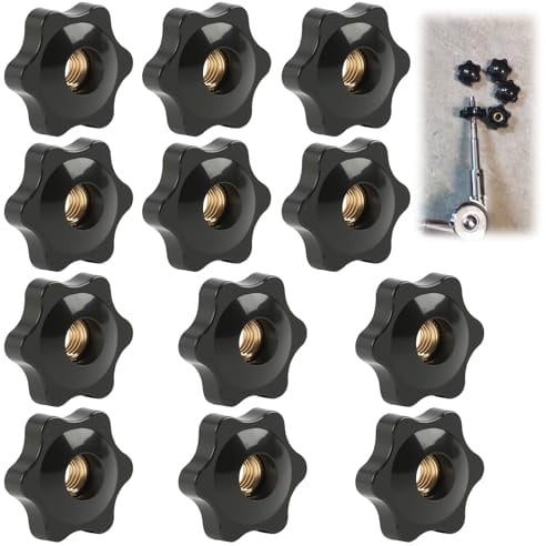 12PCS M8 Star Clamping Nuts, M8 Clamping Nuts, 32mm Diameter Plastic Clamp Knobs with Brass Inserts, Hex Clamp Nut, Fitness Equipment, DIY Projects, and Mechanical Devices