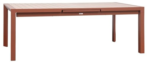 Hespéride – Ausziehbarer Gartentisch Evasion Terracotta – 10 Sitzplätze – Rostfreies Aluminium in Holzoptik – Gartenmöbel mit Ausziehfunktion