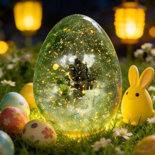 Osterdeko LED Ostereier mit Timer, Ostern Deko Ostereier mit LED Licht, Glas Osterdeko Innen Modern Tischdeko Ostern Deko LED Ostereier Beleuchtet, 2 Modi Leuchtende Osterei für Osterdeko Tisch (A)