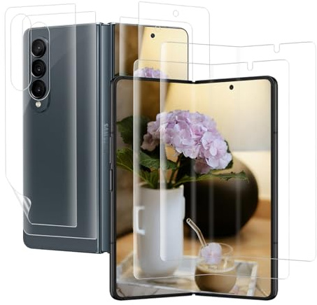 Cable Leader Verre Trempé pour Samsung Galaxy Z Fold 4 5G, 2+2 pièces Anti Rayures vitre protection+vitre protecteur au dos, à l'épreuve des bulles, Souple TPU Film, Ultra HD Z Fold 4 protection écran