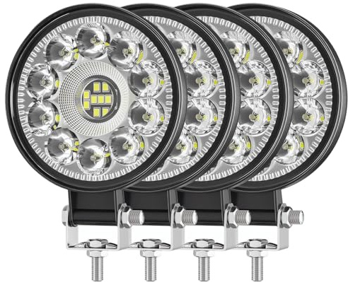 GLL 4 Stück LED Arbeitsscheinwerfer 12W 12V 24V für Traktor Bagger Runde | ultraflach 20 mm, 84 x 84 mm, Arbeitslicht für Gabelstapler, ATV, LKW, nur für Offroad- und Arbeitseinsatz