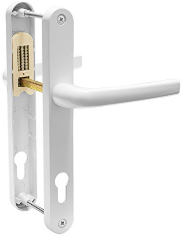 Avocet Polished White Pioneer Door Handle Set 92PZ 92mm Sprung Lever/Lever Pair - Screw to Screw fixings 215mm UPVC PVC PVCu (White)