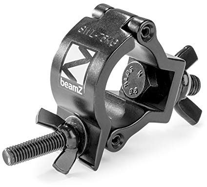 Beamz BC35B-75 Slimline Half Coupler Lighting Clamp, 75kg Capacity, Black Aluminium, Fits 32-35mm Truss Tubes, Stage Theatrical Truss Clamp for Lighting Fixtures