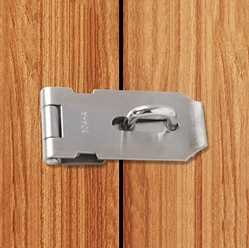 Padlock Hasp Door Clasp Door Lock Gate Latch Gate Lock Staple with Screws, Slide Bolt Door Lock Gate Latch Tiny Padlock Hasp, Stainless Steel Brushed Finish