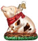 Old World Christmas Dekofigur Schwein in der Pfütze, Rosa - Weihnachtsbaumschmuck, Glas, Schwein, Weihnachten