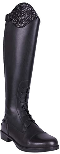 QHP Romy Junior - Stivali da equitazione in pelle, per bambini, con design intercambiabile, colore: Nero, Nero , 40 EU
