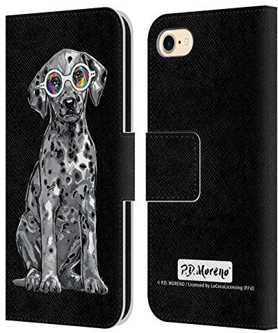 Head Case Designs Offizielle P.D. Moreno Dalmatian Schwarze Und Weisse Hunde Leder-Wallet-Hülle Kompatibel mit Apple iPhone 7/8 / SE 2020 & 2022