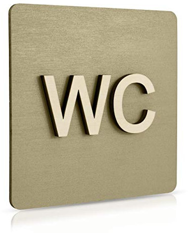 WC Schild Schwarz Holz Toilettenschild Toilette Türschild Damen Herren Piktogramm (14x14cm) (Moosgrau)
