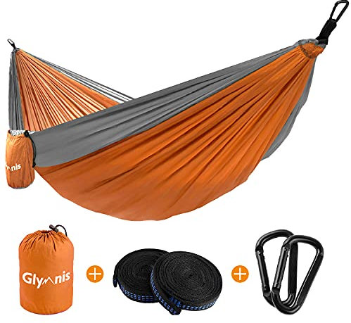 Glymnis Hängematte Ultraleicht Outdoor Reisehängematte Reise Hammock mit Aufhängeseilen und Stahlkarabinern Tragkraft bis 300 kg