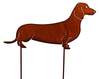 Bornhöft Hund Dackel Dachshund Teckel Edelrost rostige Gartendekoration Gartenstecker Gartendeko 55cm