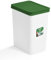 USE FAMILY Papelera Reciclaje Vidrio y Cristal 28L Tapa Verde, Recycle. Cubo Blanco con Pegatina de Reciclaje. Para Bolsas 30L. Cubos de Basura Ecológico Plástico Reciclable