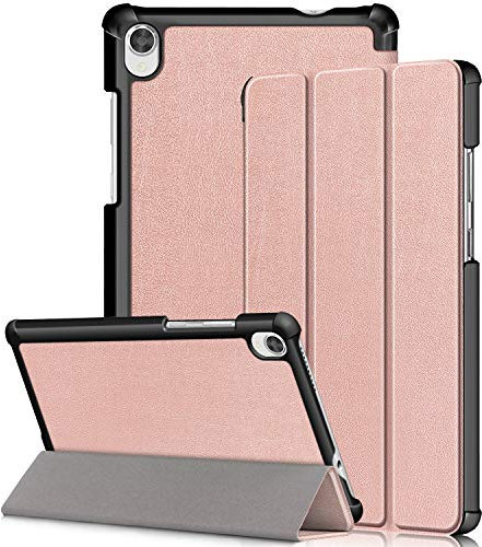 Kemocy Funda para Lenovo Tab M8 HD/FHD,Protección de PU Pell con Función de Soporte Carcasa para Lenovo Tab M8 HD TB-8505F/X,Smart Tab M8 TB-8505FS,Tab M8 FHD TB-8705F/N Tablet,Oro Rosa
