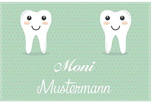 Manutextur Fußmatte mit Namen - Motiv Zahnarzt 1 - viele Beruf-Motive - Schmutzfangmatte personalisiert - Größe 50x80 cm - persönliches & individuelles Geschenk