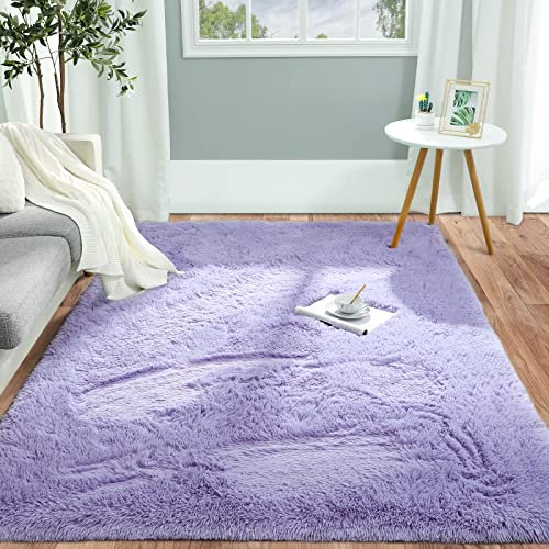 Pettop Flauschiger Shaggy-Teppiche für Mädchen, Schlafzimmer, 10x15 m, weich, lila, Kinderzimmer, rutschfester Teppich für Kinderzimmer, Mädchen, Jungenzimmer, 10x18 m, Violett