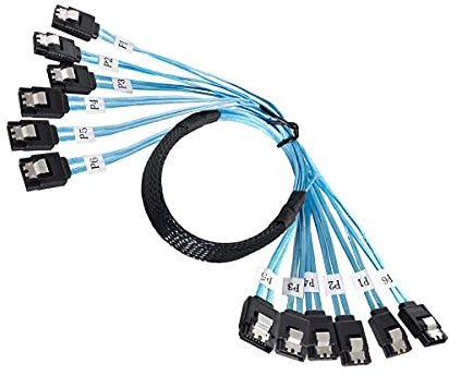 cablecc Internal 6 SATA 7pin to 6 SATA 7pin Target SSD Hard Disk 6Gbps Data Server Raid Cable