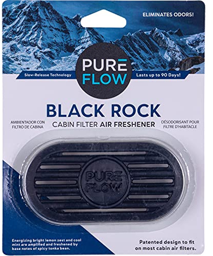 PUREFLOW Cabin Filter Air Freshener with Odor Eliminator – Fits on Most Car, Truck, and SUV Cabin Air Filters - Black Rock (1 Pack)