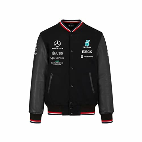 MERCEDES AMG PETRONAS Formula One Team - Offizielle Formel 1 Merchandise Kollektion - 2022 Team Varsity Jacke - Schwarz - Herren - XXL