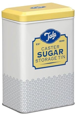 Tala Originals Storage Tin, Metal, Yellow and Cream Nostalgic Design, Holds a Full Bag of Caster Sugar (Sugar Not Included)