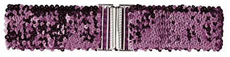 Allegra K Cintura elastica da donna, con paillettes, in metallo, con fibbie, per abiti, Viola scuro, 7 3/8