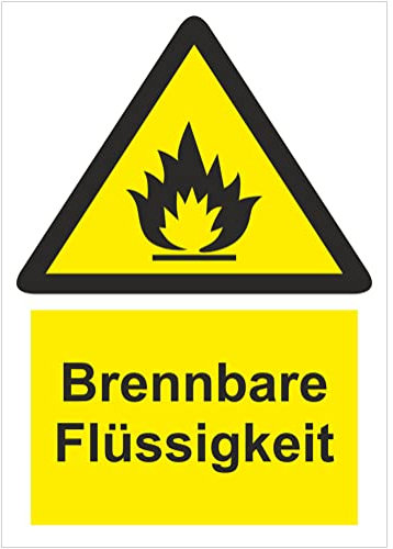 INDIGOS UG - PVC-Schild 5mm - Sicherheit - Warnung - Brennbare Flüssigkeit - 400x300 mm - Hotel, Firma, Schutz, Kita, Arzt, Praxis, Wohnung