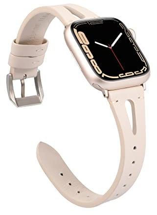 Wearlizer Starlight Leather Strap Compatible with Apple Watch Straps 41/38/40/42mm iWatch Womens Mens Triangle Hole Wristband Sport Replacement Bracelet SE Series 10 9 8 7 6 5 4 3 2 1 Edition