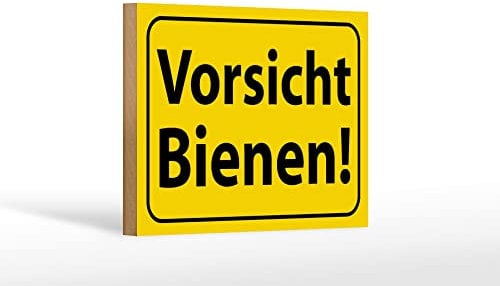 FEMER Holzschild Hinweis 18x12cm Vorsicht Bienen Honig Imker