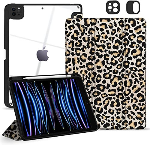 TopPerfekt Schutzhülle für iPad Air 5.,4. Generation 10.9 Zoll (2022/2020), iPad Pro 11 Zoll Hülle mit transparenter, automatischer Schlaf/Wachmodus],Klassischer Leopard