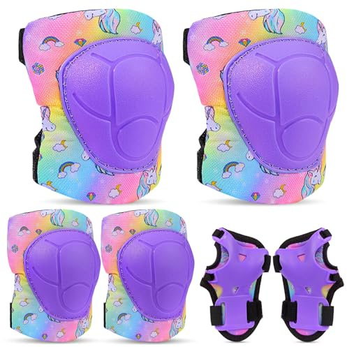 FIODAY Knee Pads for Kids, Adjustable Protective Gear Set for Girls 3-8
